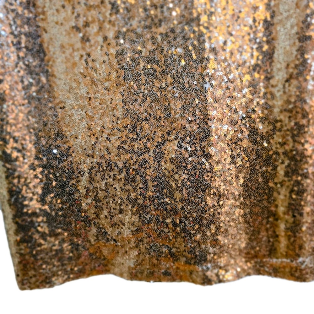 Rose Gold Sequin Mini Dress V Neck Short Sleeve Party Cocktail Holiday Sparkle S - Picture 11 of 12
